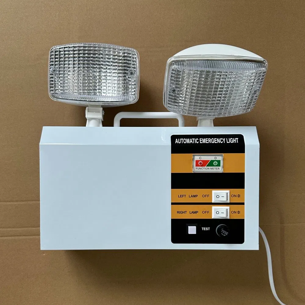 Luz de Emergência LED Recarregável de Dupla Cabeça Montada na Parede sem Manutenção