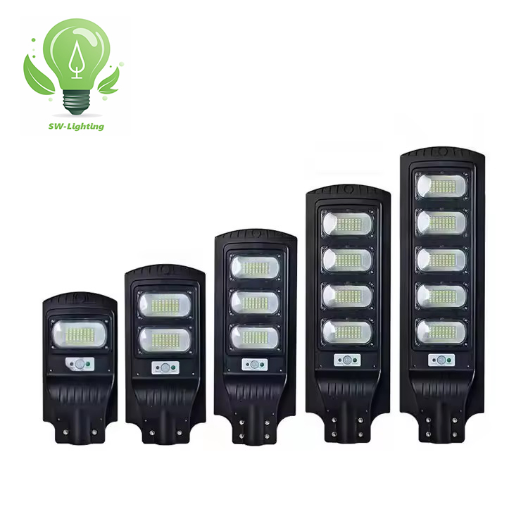 Toda em Um Plástico ABS IP66 À Prova D'Água Externa 30W 60W 90W 120W 150W Toda em Um Luz de Rua Solar LED com Sensor de Movimento