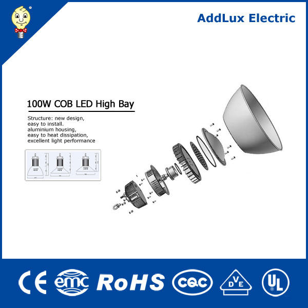 IP65 100W Luminária Industrial COB LED Alta Baía