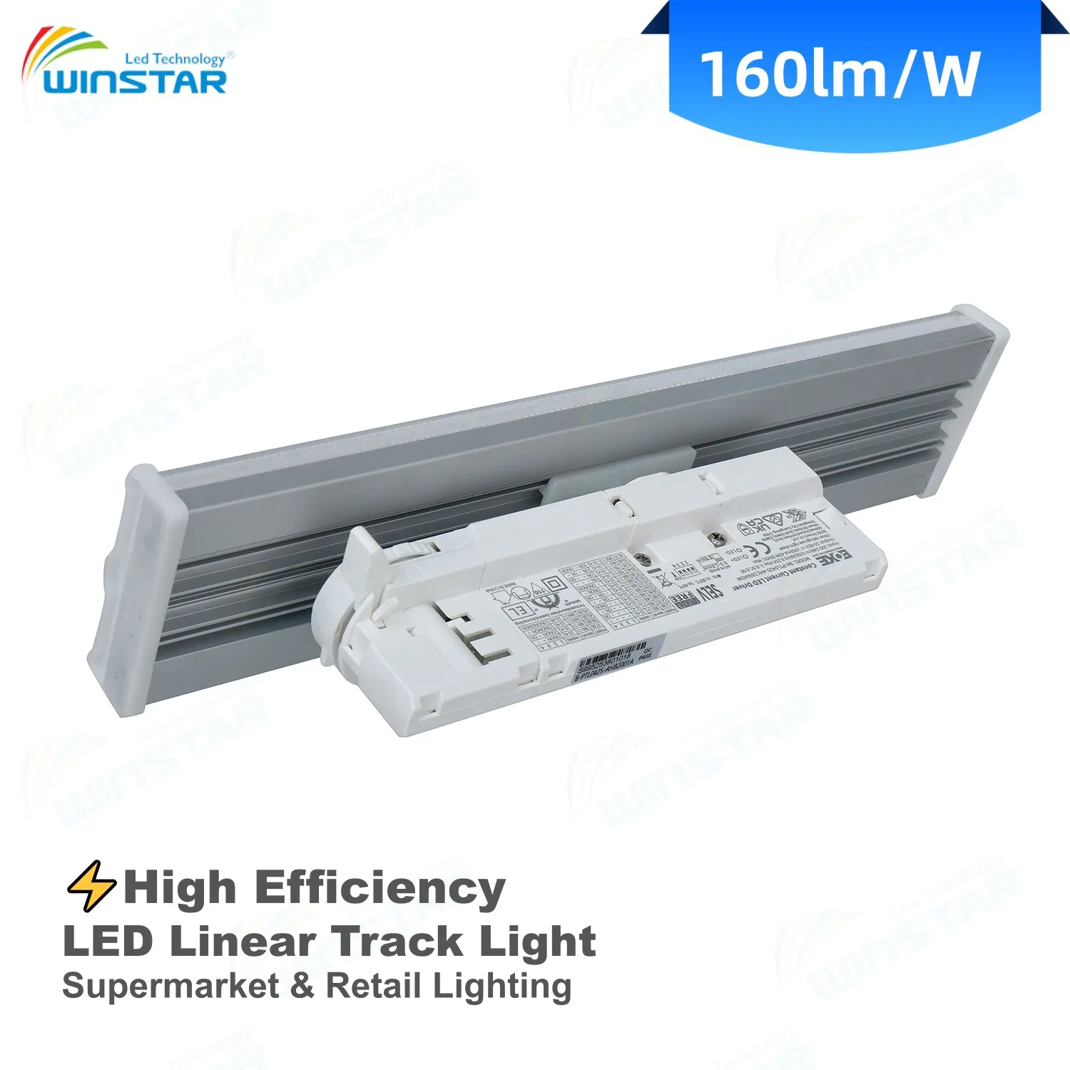 High Efficacy Light 160lm/W LED Track Linear Luminaire for Retail Store &amp; Boutique 30W 4800lm Replaces Traditional 70W Optical Design CE RoHS