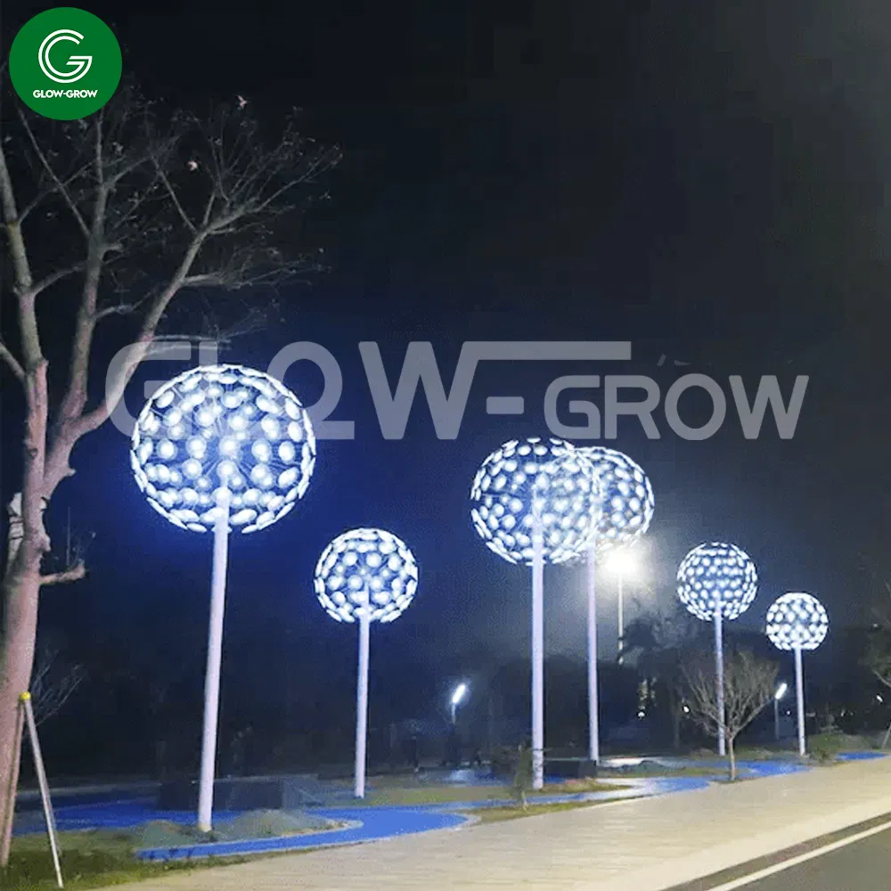 Projeto 3D Lâmpada de Luz de Pólo com Motivo de Dente de Leão em RGB para Evento, Decoração de Natal e Feriados
