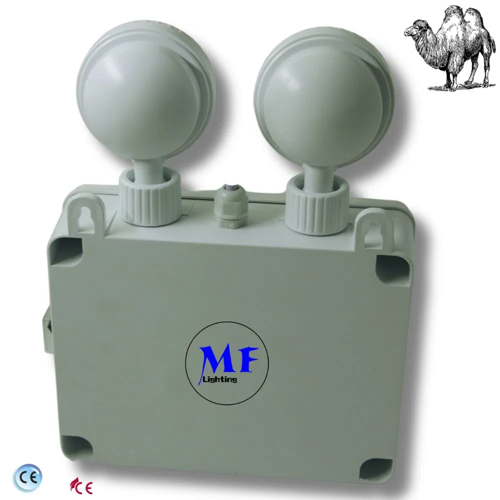 Preço de Fábrica IP65 AC85-265V Bateria de Lítio Ajustável Cabeça ABS Luz de Emergência de Duas Cabeças Luz de Emergência de Segurança Luz LED de Emergência de Saída