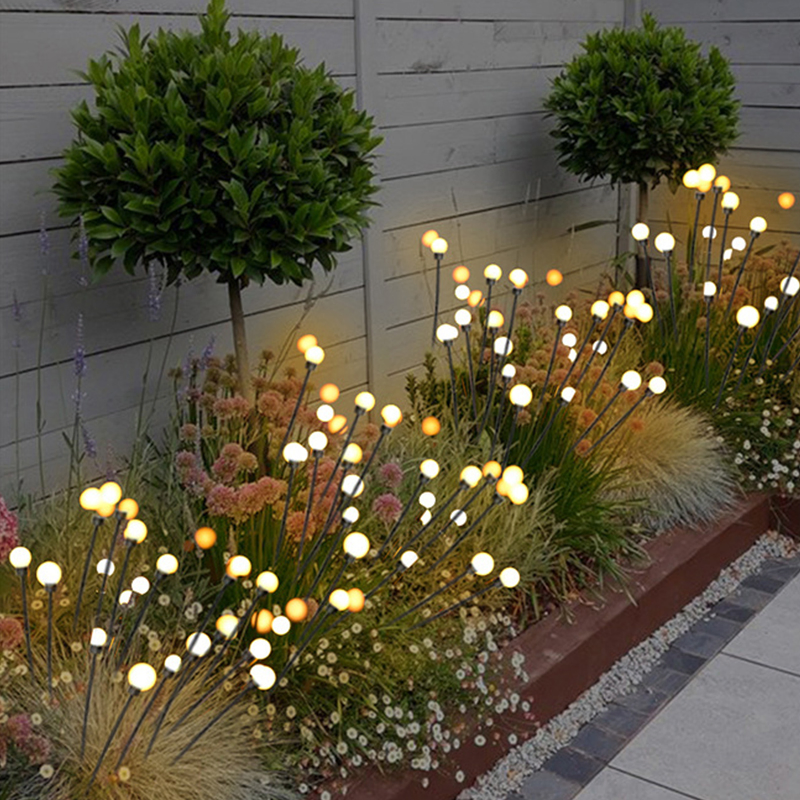 Lanterna Solar de Caminho ao Ar Livre IP65 Impermeável Fogos de Artifício 6/8/10 Cabeças LED Lâmpada Solar de Jardim Luz de Vaga-lume Balançando