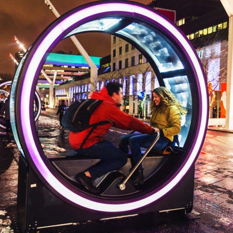 Instalação de Arte Pública Iluminação Interativa Props Iluminação Bicicleta para Decoração de Rua Comercial
