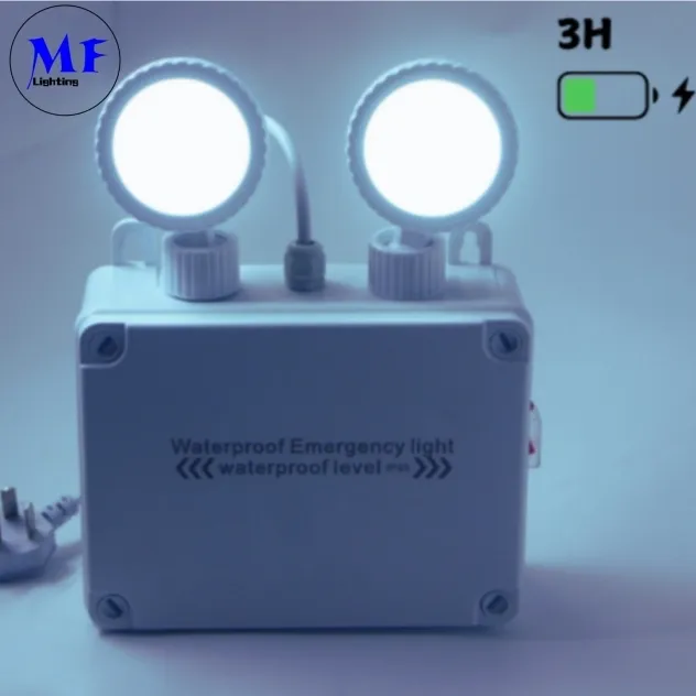 Preço de Fábrica IP65 AC85-265V Bateria de Lítio Ajustável Cabeça ABS Luz de Emergência de Duas Cabeças Luz de Emergência de Segurança Luz LED de Emergência de Saída