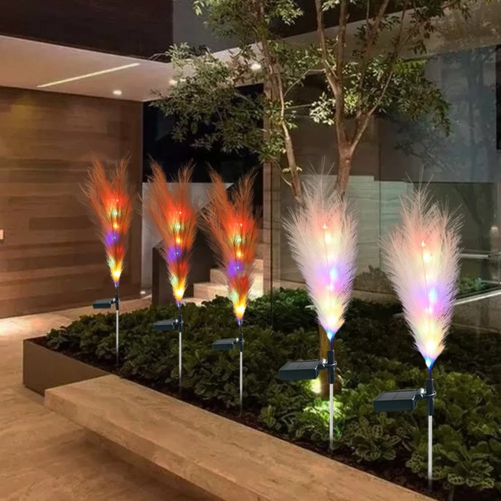 Grama Pampas Solar Durável Decorativa para Caminhos Paisagísticos com Luzes de Fibra Óptica Ci24775