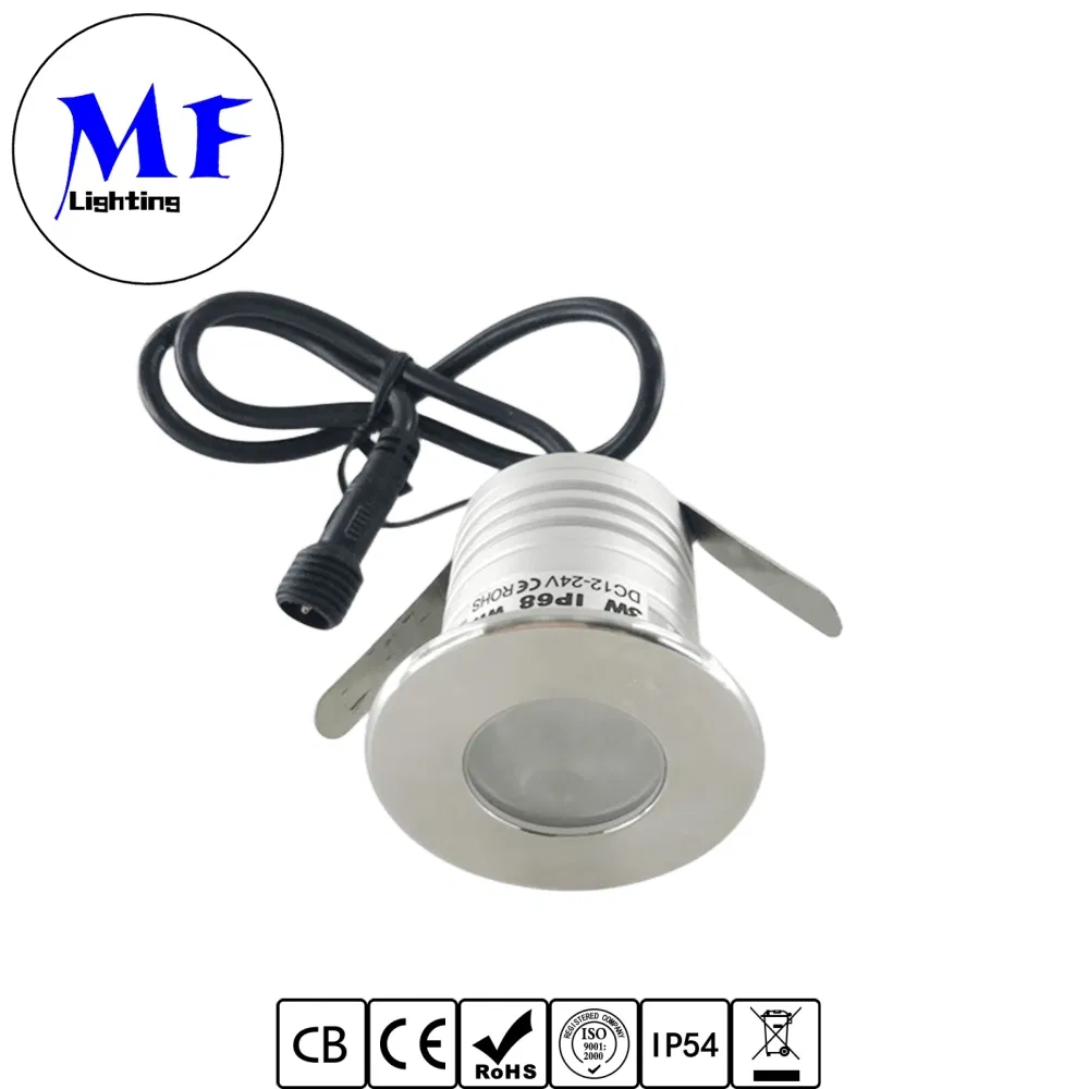 DC12V-24V 3W/1W Subterrâneo IP68 À prova d'água Embutido ao Ar Livre Deck LED RGB no Chão para Iluminação de Jardim Paisagismo Piscina