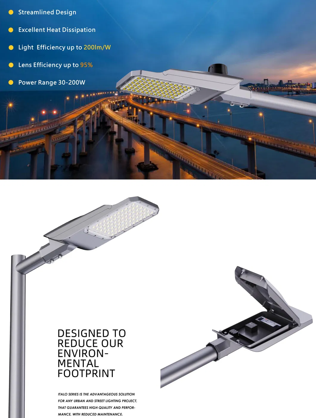 Iluminação de Rua LED IP66 de Alta Eficiência