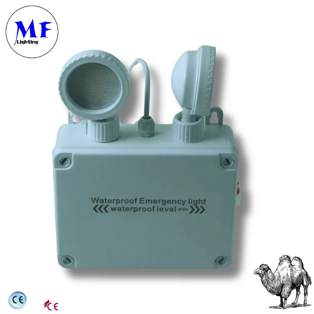 Preço de Fábrica IP65 AC85-265V Bateria de Lítio Ajustável Cabeça ABS Luz de Emergência de Duas Cabeças Luz de Emergência de Segurança Luz LED de Emergência de Saída