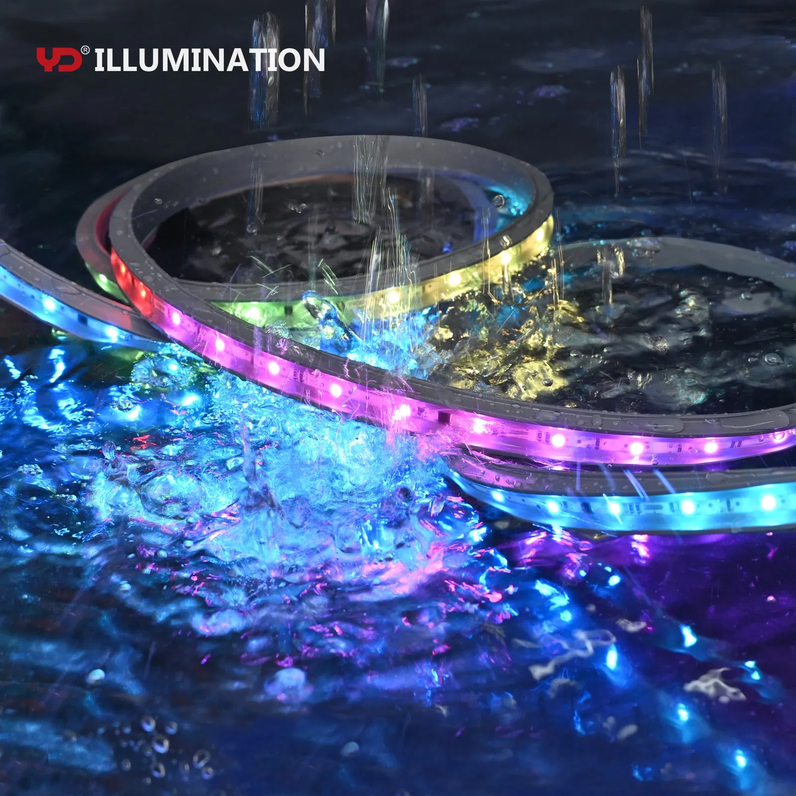 IP68 Fita LED RGB à Prova d'Água 12W/M, 32.8FT Luz de Cordão Programável e Endereçável Inteligente para Paisagismo ao Ar Livre