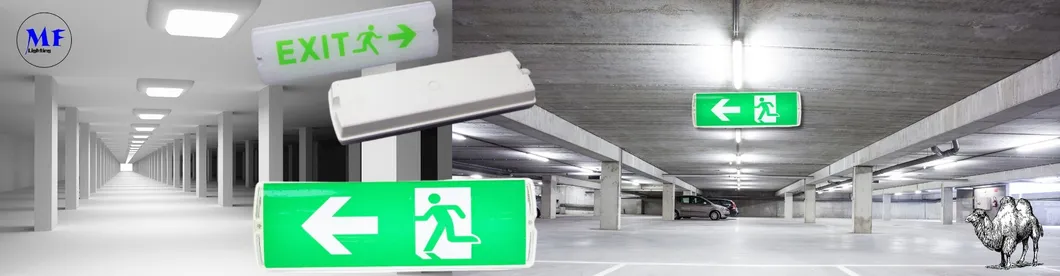 IP65 Luz de Segurança à Prova d'Água para Uso Interno e Externo 24hrs 8W 2835 Luz de Emergência LED com Indicador de Sinal de Saída Montada na Parede SMD para Estacionamento, Hotel, Escola, Escritório