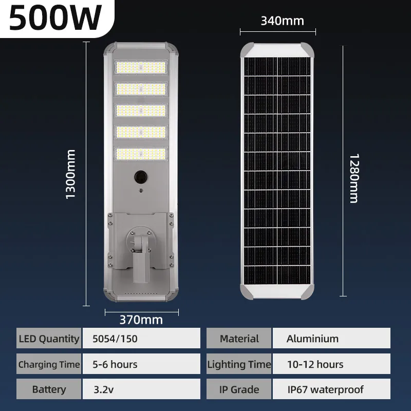 500W Iluminação Pública Solar Comercial para Passarelas Pedonais Municipais