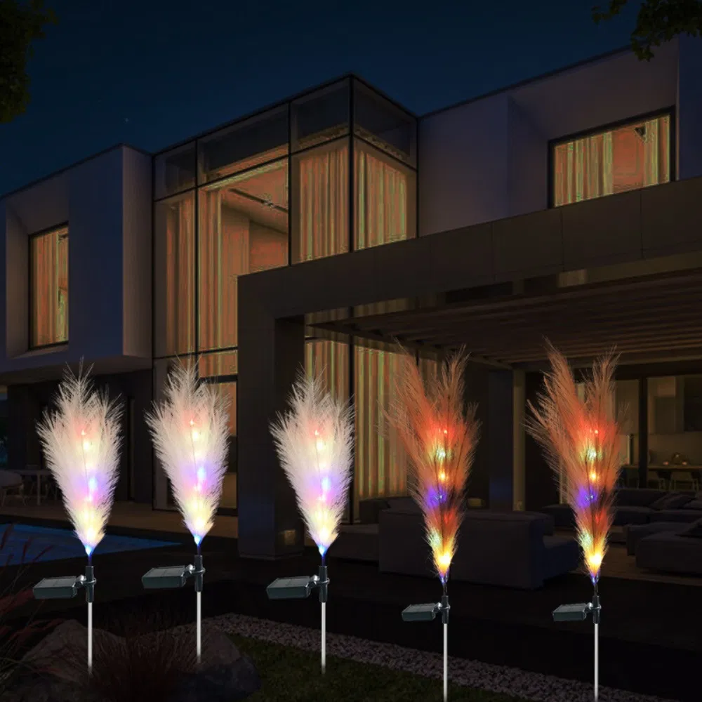 Grama Pampas Solar Durável Decorativa para Caminhos Paisagísticos com Luzes de Fibra Óptica Ci24775