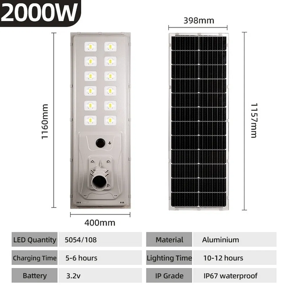 3000W Luz Pública LED Comercial Max Solar Split para Pátios de Aeroportos