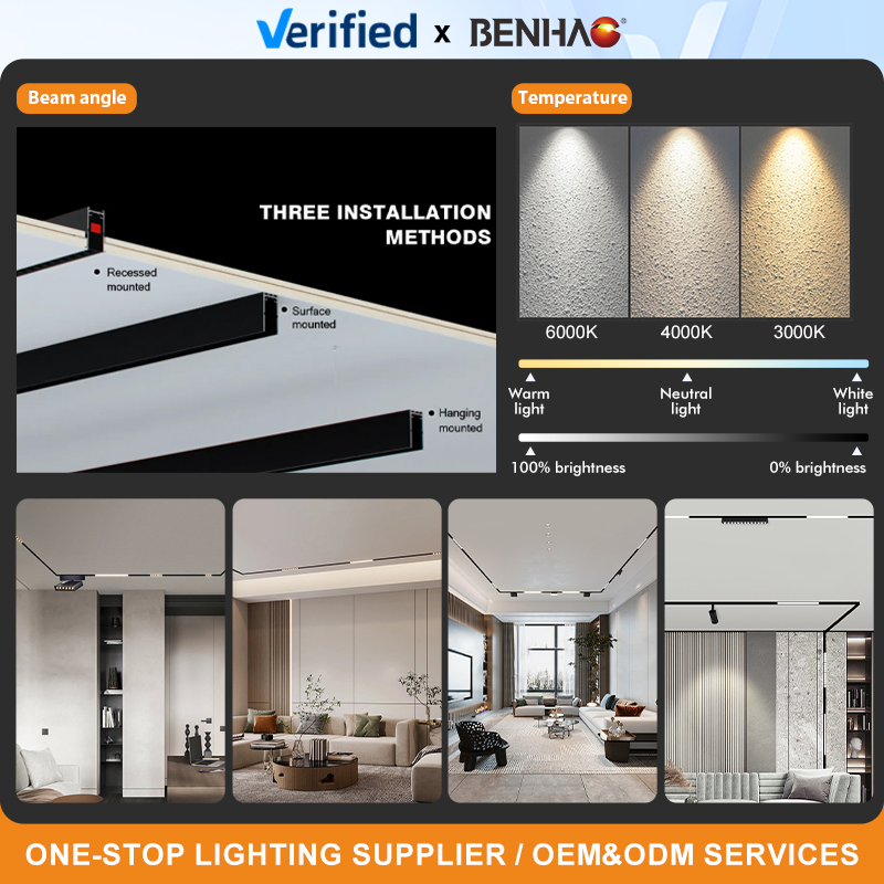 Luz de Teto Interna LED Inteligente para Casa Dimerizável 220V com Trilho Magnético e Luminária Linear com Foco Grilhado