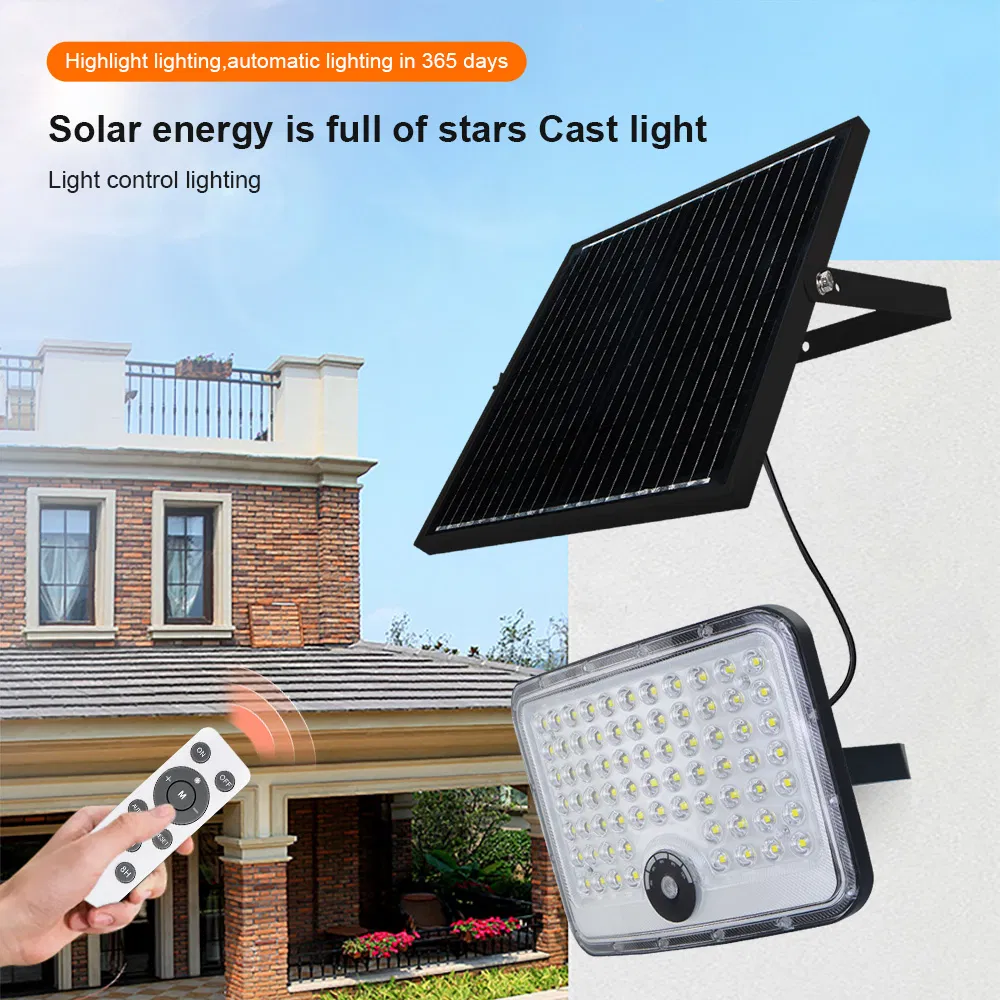 Produtos Mais Vendidos da Fábrica Luz Solar de Inundação LED Recarregável com Painel à Prova d'Água para Exterior com Sensor de Movimento