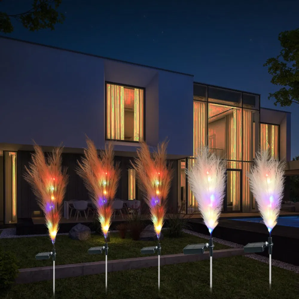 Grama Pampas Solar Durável Decorativa para Caminhos Paisagísticos com Luzes de Fibra Óptica Ci24775