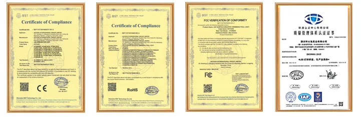 Certificado Luzes LED Subaquáticas