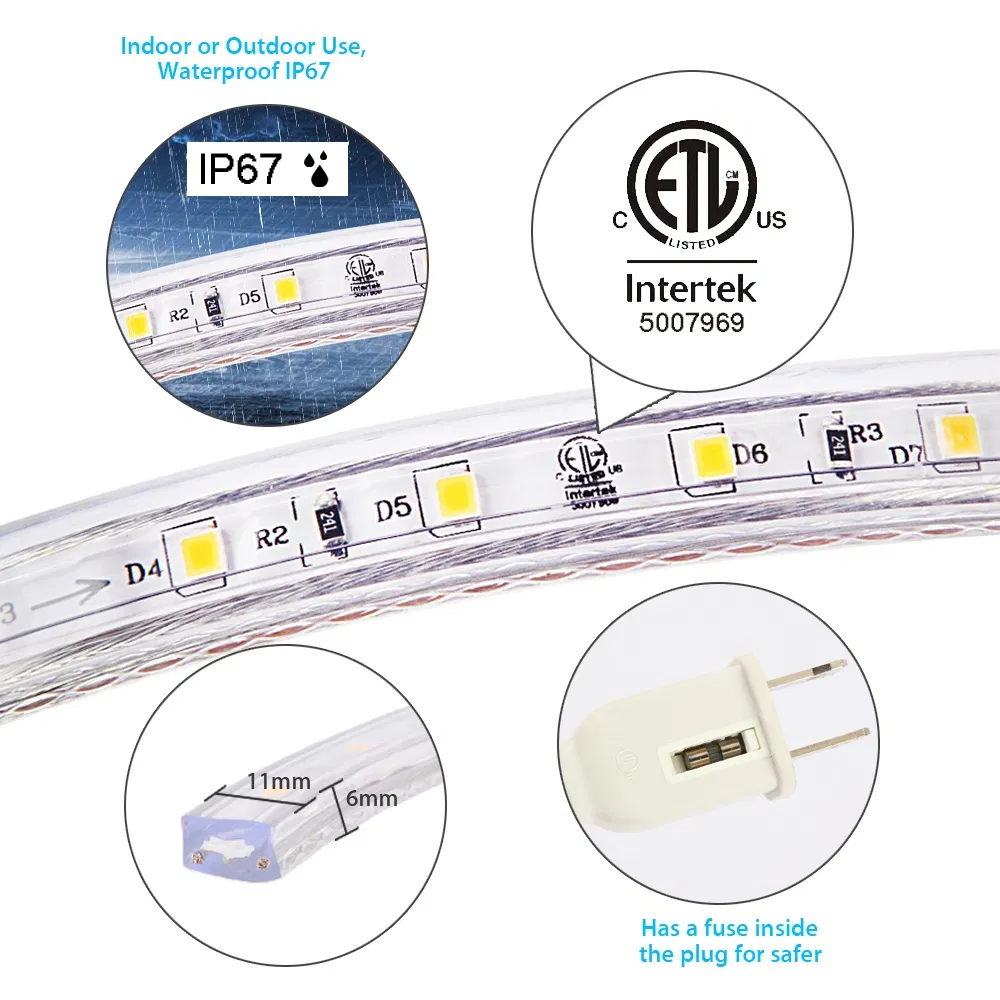 IP68 À prova d'água 220V Luz de LED fluorescente de alta luminosidade para túneis subterrâneos 120LEDs/M 2700-6500K