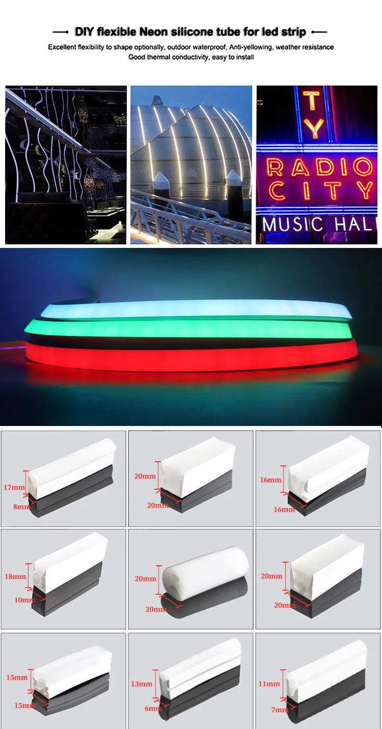 12V 24V Fita de Neon Flex LED RGB Endereçável IP65 Tubo de Silicone à Prova d'Água para Iluminação de Paisagens e Fachadas Externas