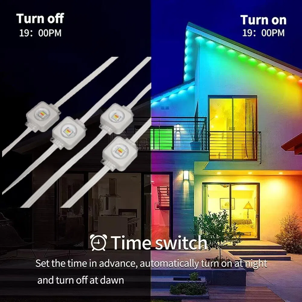 Iluminação de Natal Decorativa com Controle por APP RGB IP68 Luzes de Cordão de LED Pixel à Prova d'Água 30/60LEDs Paisagem RGBW com Eaves Mudáveis