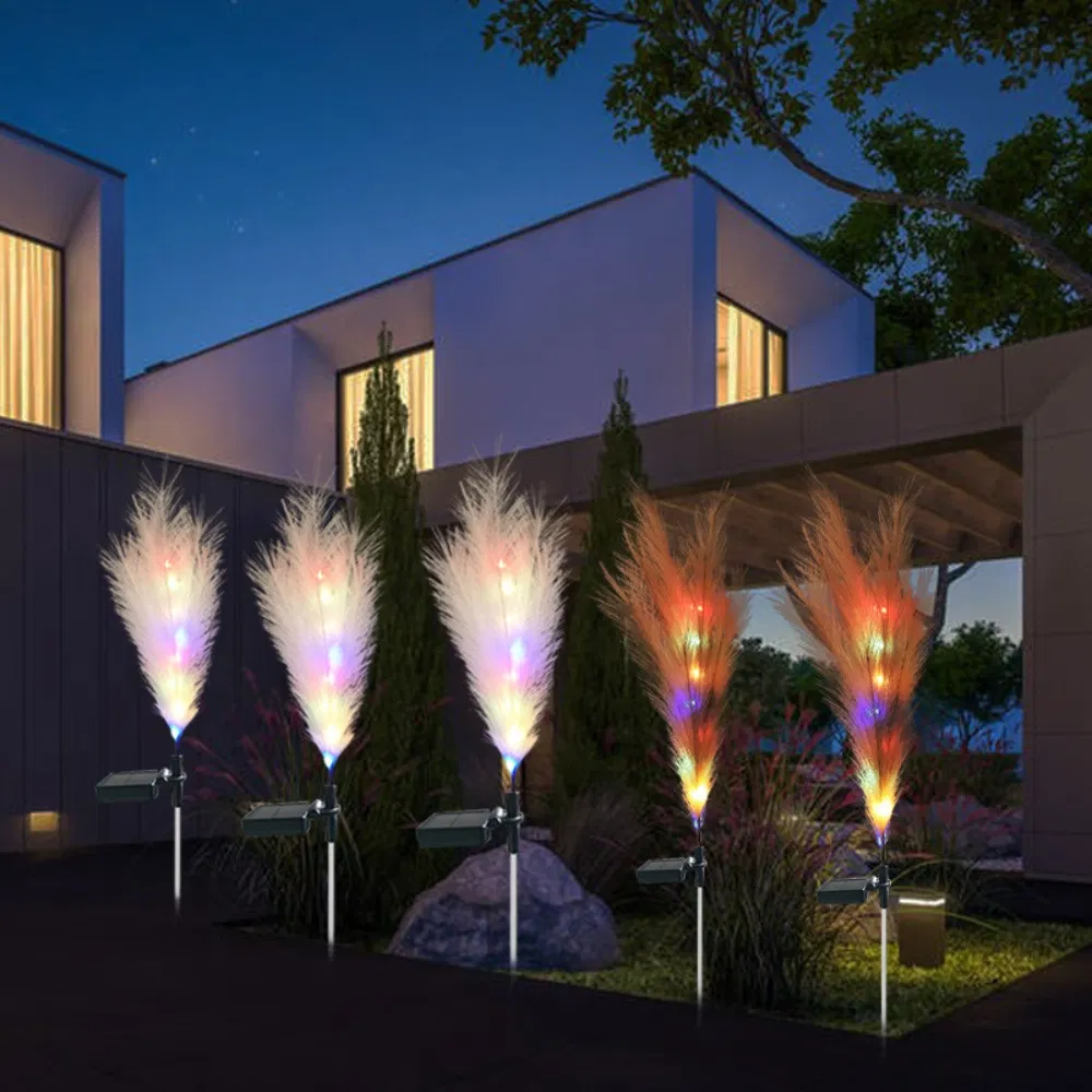Grama Pampas Solar Durável Decorativa para Caminhos Paisagísticos com Luzes de Fibra Óptica Ci24775