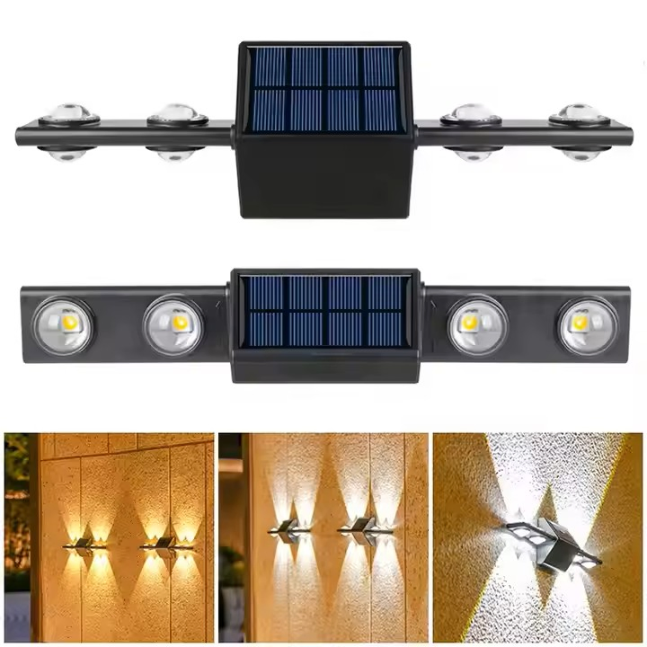 Luzes de Parede Solares à Prova d'Água para Exterior, Luzes LED de Segurança, Decoração para Casa Luzes Solares Quentes para Pátio