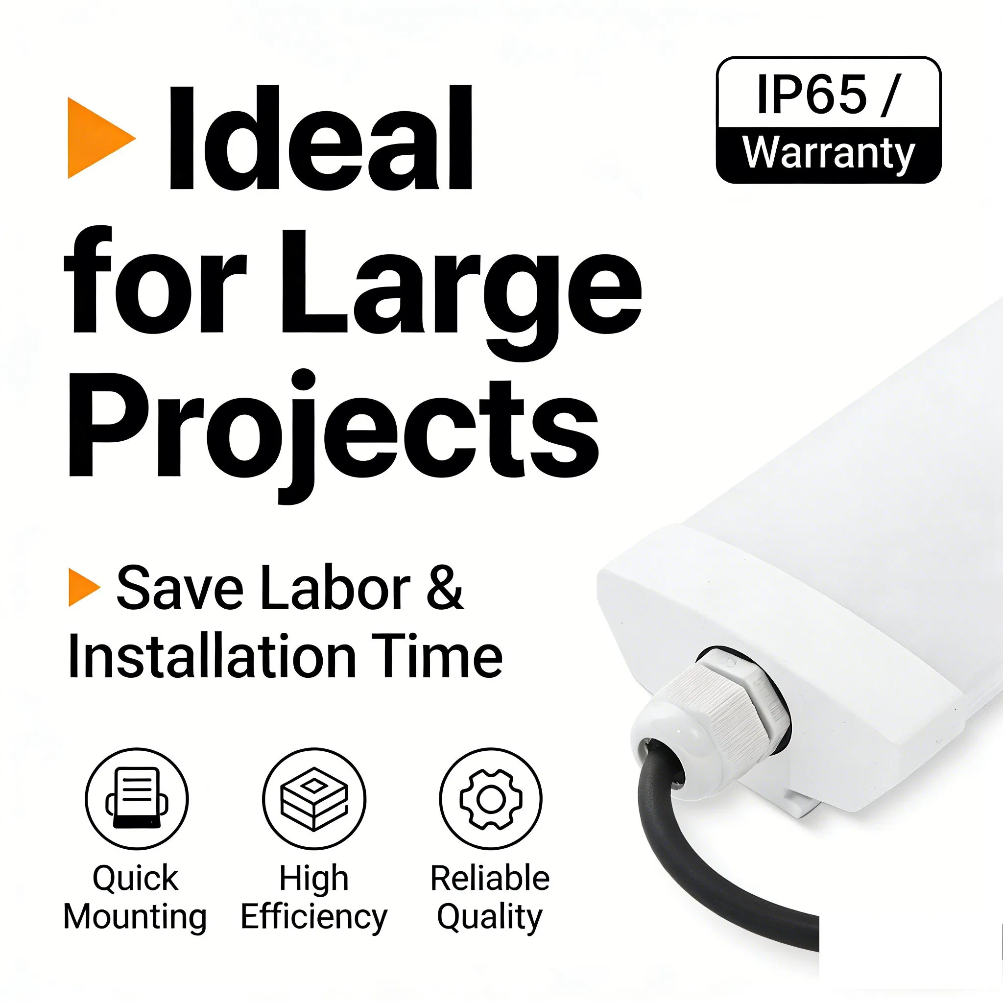 Luz Tri-Proof LED à Prova d'Água IP65 Fixture LED para Iluminação de Túnel, Metrô e Passagens Subterrâneas com Alta Durabilidade Certificação CE RoHS