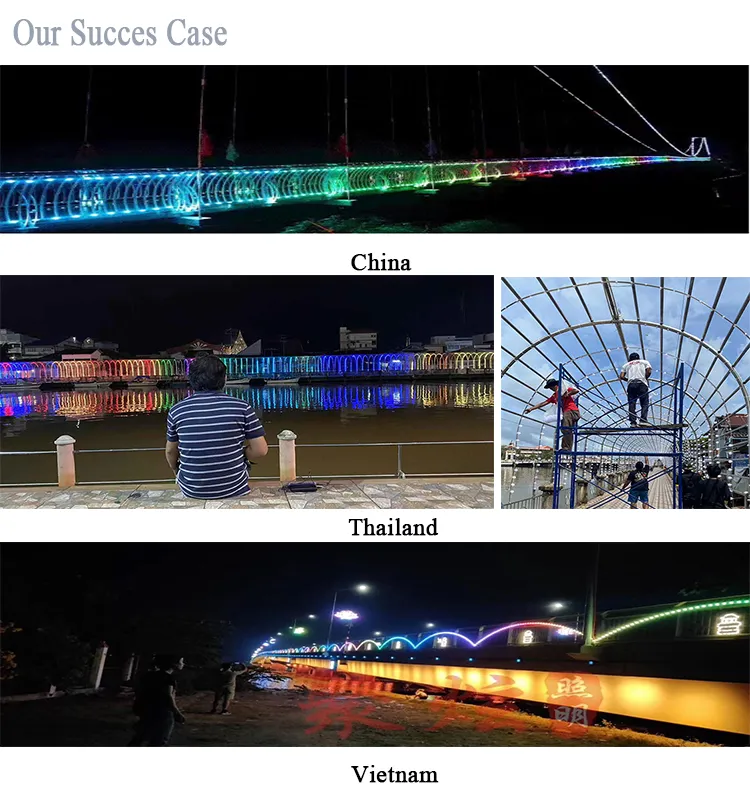 12V 24V Fita de Neon Flex LED RGB Endereçável IP65 Tubo de Silicone à Prova d'Água para Iluminação de Paisagens e Fachadas Externas