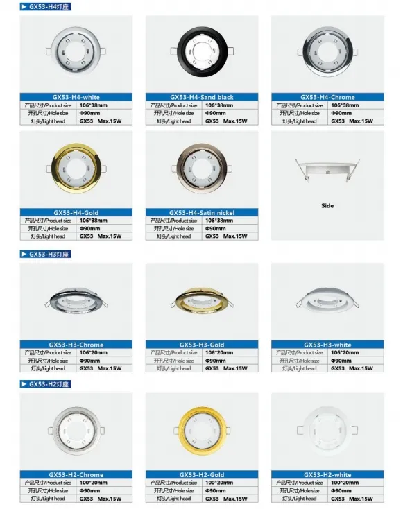 Habitação de Downlight Quadrada Branca Premium Gx53 para Iluminação de Teto Arquitetônica Elegante