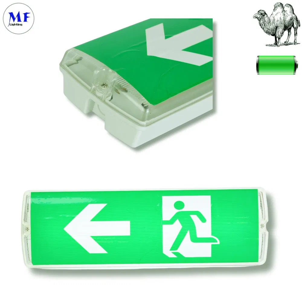 IP65 Luz de Segurança à Prova d'Água para Uso Interno e Externo 24hrs 8W 2835 Luz de Emergência LED com Indicador de Sinal de Saída Montada na Parede SMD para Estacionamento, Hotel, Escola, Escritório