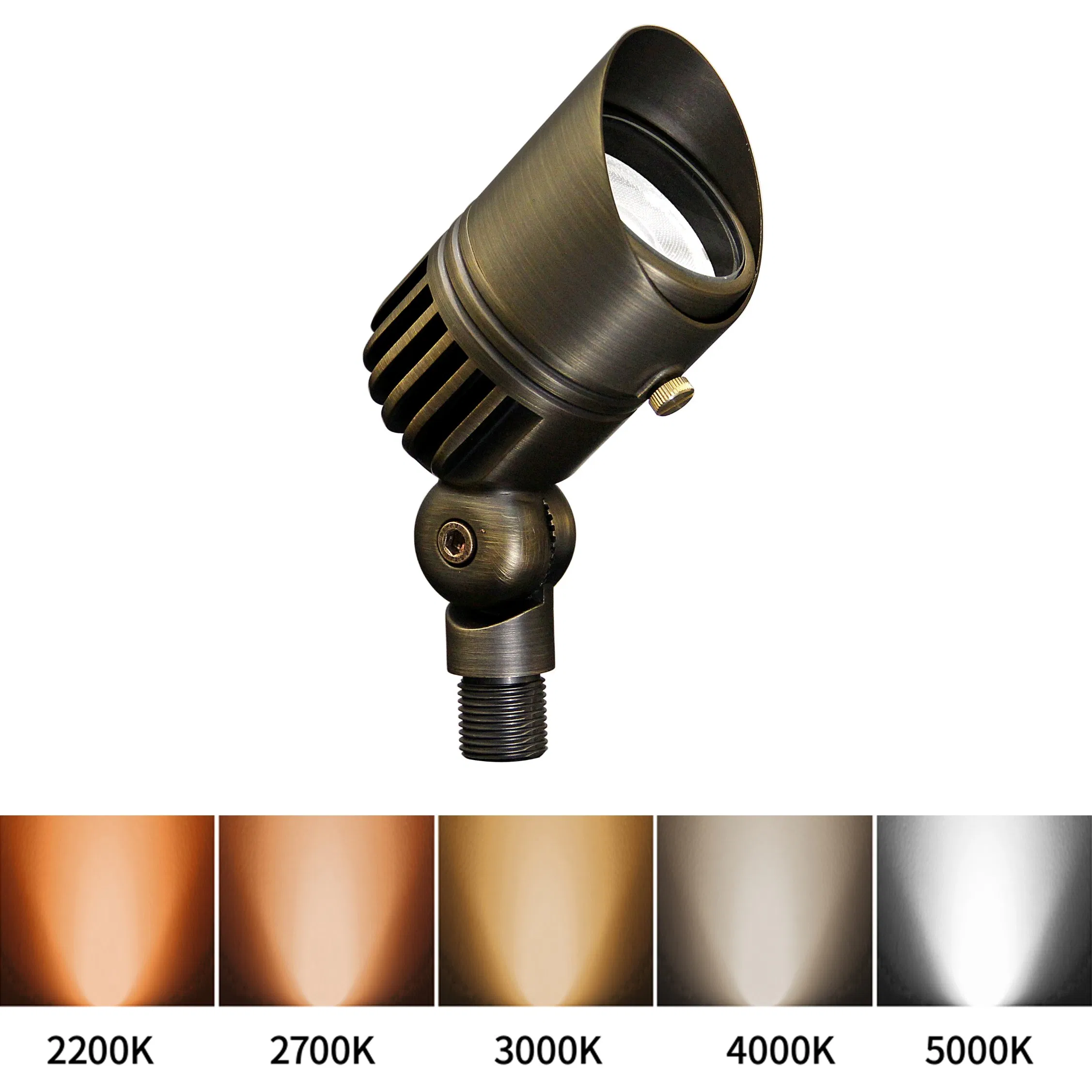 Iluminação Paisagística à Prova d'Água em Latão Fundido de Baixa Tensão para Jardim, Luz LED RGB, Holofote Paisagístico