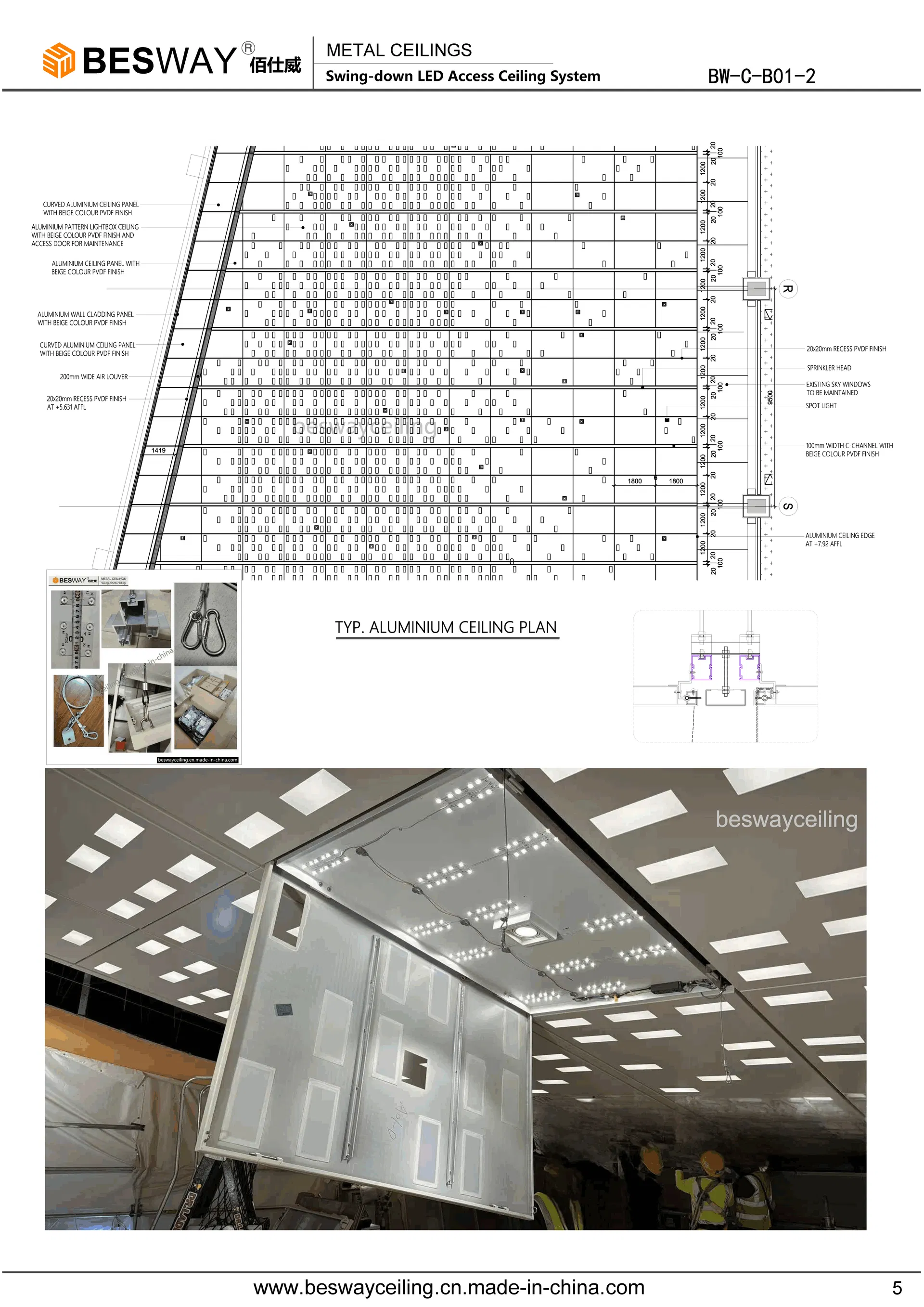 Painel de Teto LED Luz LED Integrada para Projetos Comerciais e Públicos - Detalhe 5
