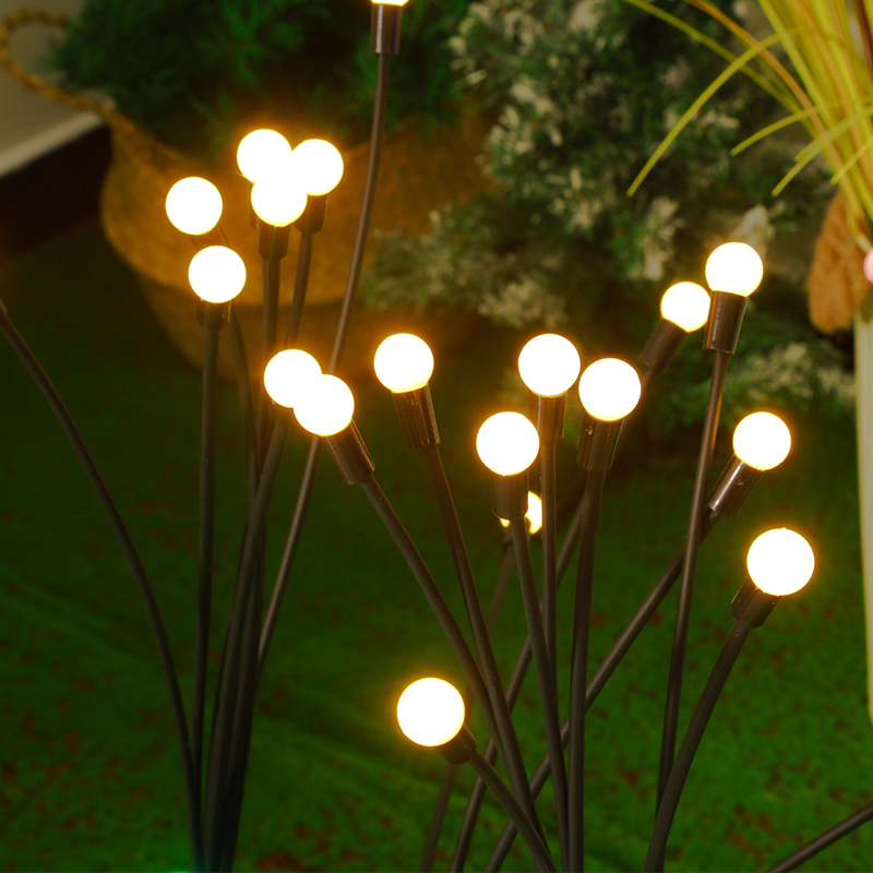 Lanterna Solar de Caminho ao Ar Livre IP65 Impermeável Fogos de Artifício 6/8/10 Cabeças LED Lâmpada Solar de Jardim Luz de Vaga-lume Balançando