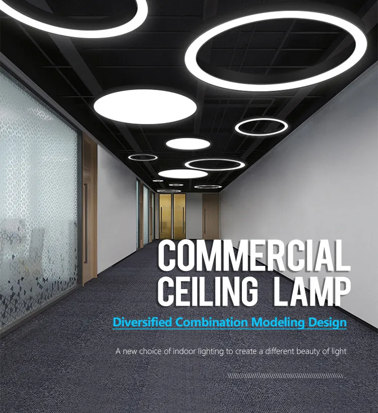 Luz Pendante Redonda de Metal com LED, Lustre em Círculo com Medição no Local para Casa, Escritório, Academia, Luminárias Lineares