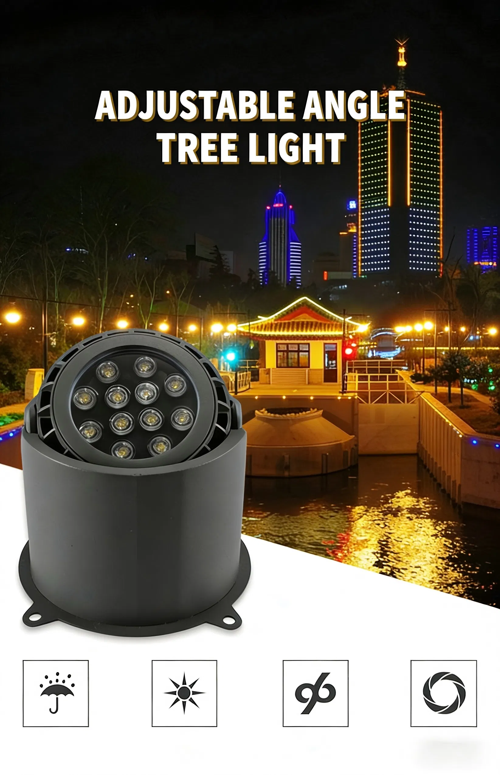Spotlight LED RGB para Cintura, Luz de Paisagem Semi Enterrada, Holofote para Tronco de Árvore, Lâmpada de Árvore para Parque ao Ar Livre, Impermeável IP67
