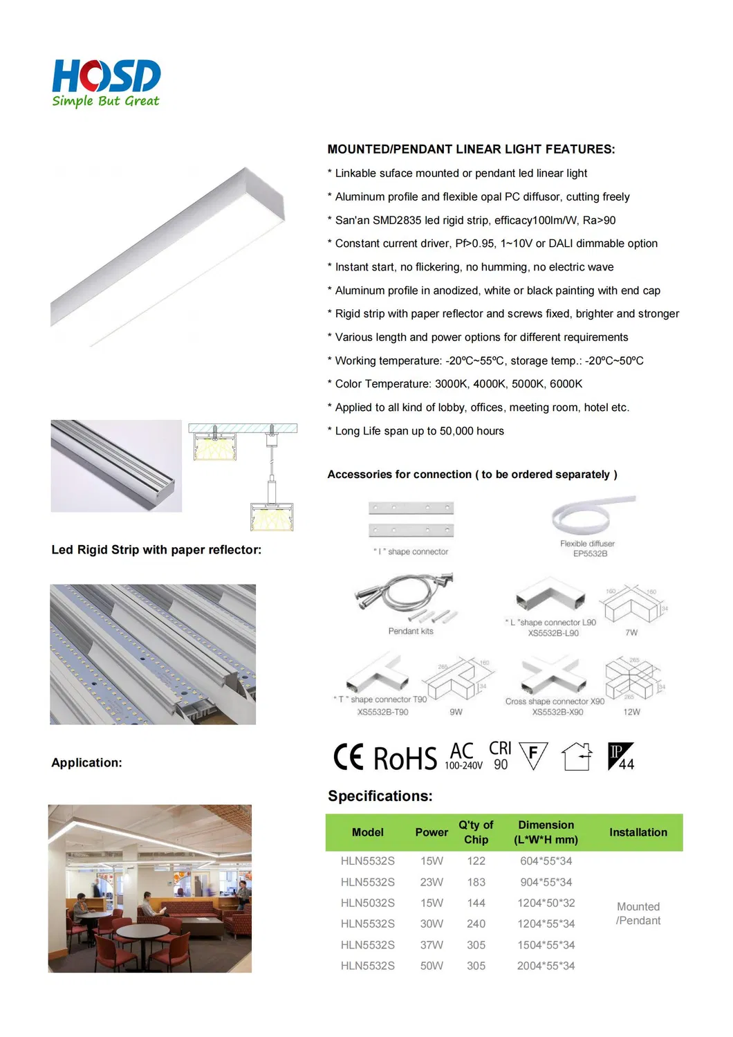 Perfil de Alumínio LED Luminária Iluminação Linear Luz Linear LED