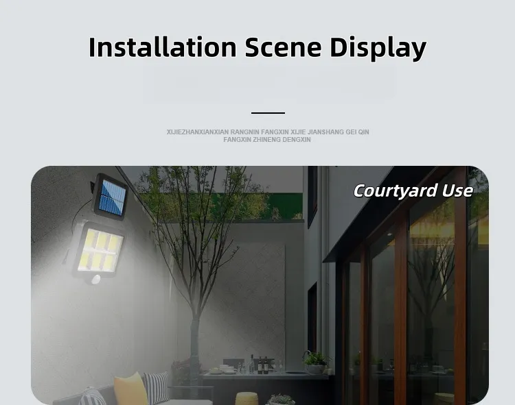 Luz de parede LED com sensor de movimento solar para segurança