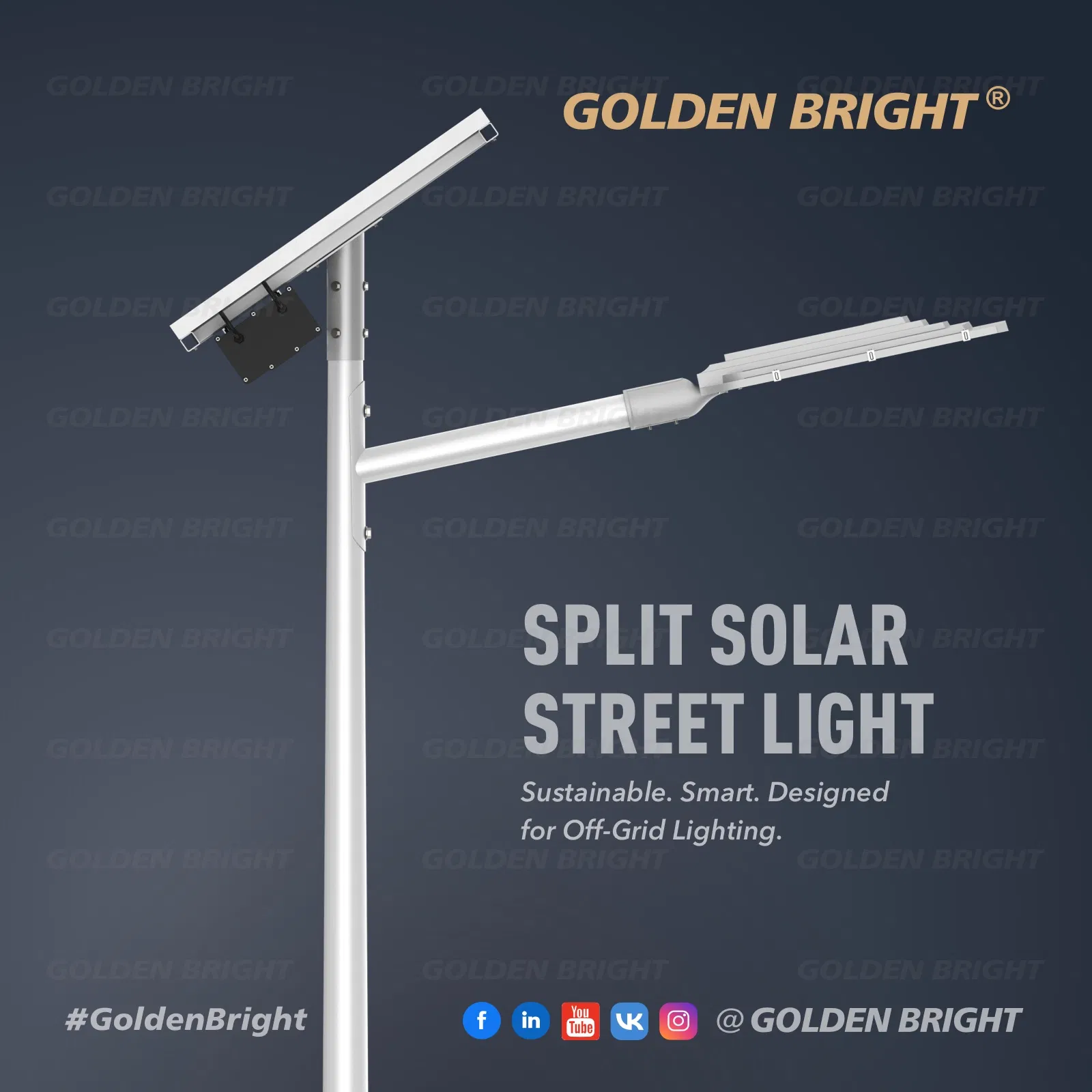Luz de Rua Solar Dividida Dourada Brilhante com Sensor de Movimento