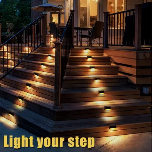Luz de Caminho Solar para Escadas, Lâmpada de Parede Alimentada por Luz Solar, Lâmpadas de Paisagem, Luz para Escadas de Pátio para Jardim Externo
