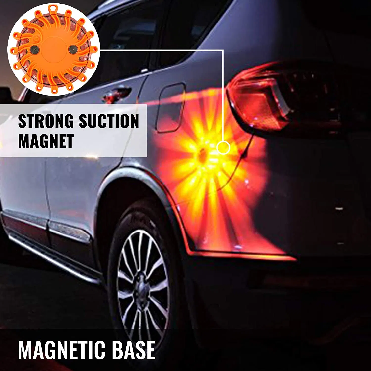 Kits de Segurança para Carro Recarregáveis 16 Luz de Sinalização LED Magnética de Emergência Piscante Luz LED Carregador de Parede USB Branco