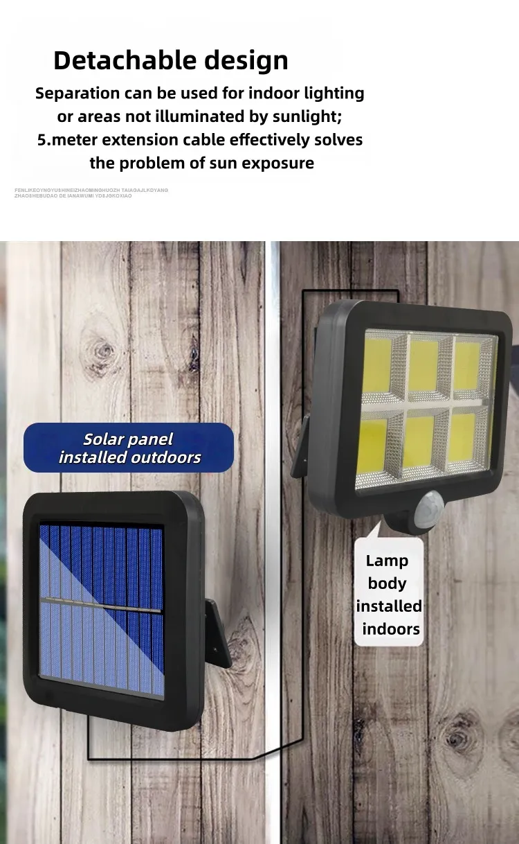 Luz de parede LED com sensor de movimento solar para segurança