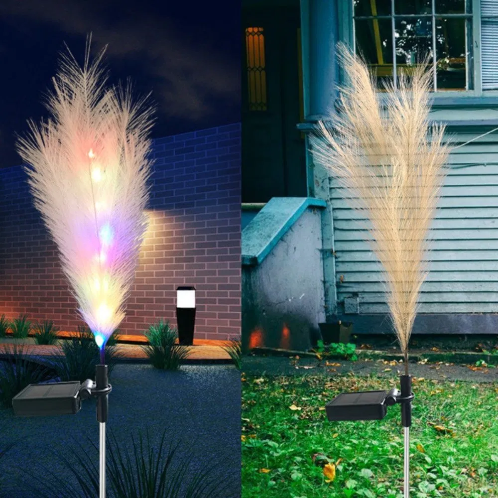 Grama Pampas Solar Durável Decorativa para Caminhos Paisagísticos com Luzes de Fibra Óptica Ci24775