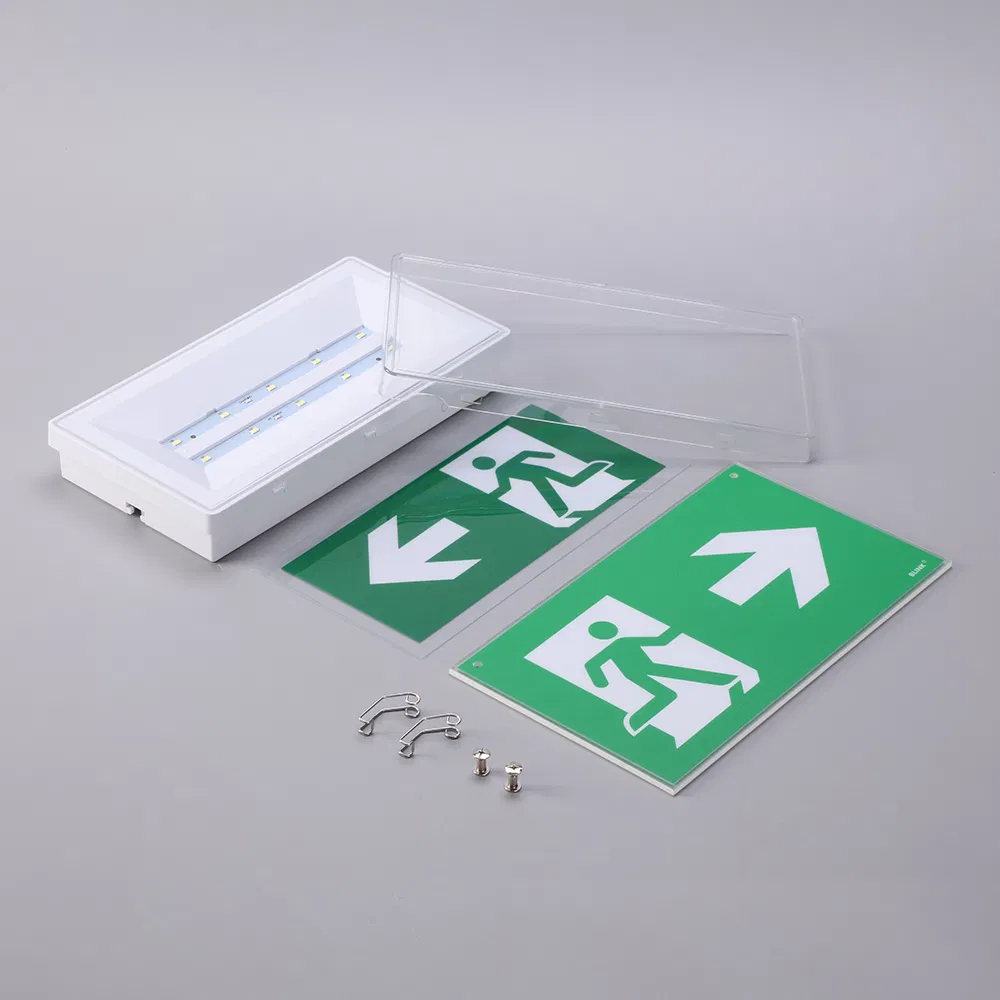 Lanterna LED de Emergência Recarregável Multifuncional com Placa de Saída com 3 Anos de Garantia Certificação CE para Shopping Center, Hotel