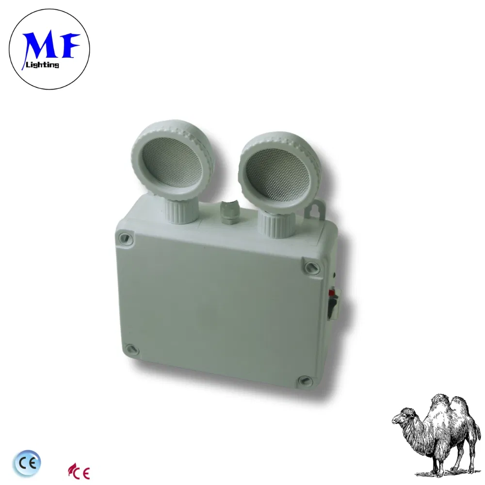 Preço de Fábrica IP65 AC85-265V Bateria de Lítio Ajustável Cabeça ABS Luz de Emergência de Duas Cabeças Luz de Emergência de Segurança Luz LED de Emergência de Saída