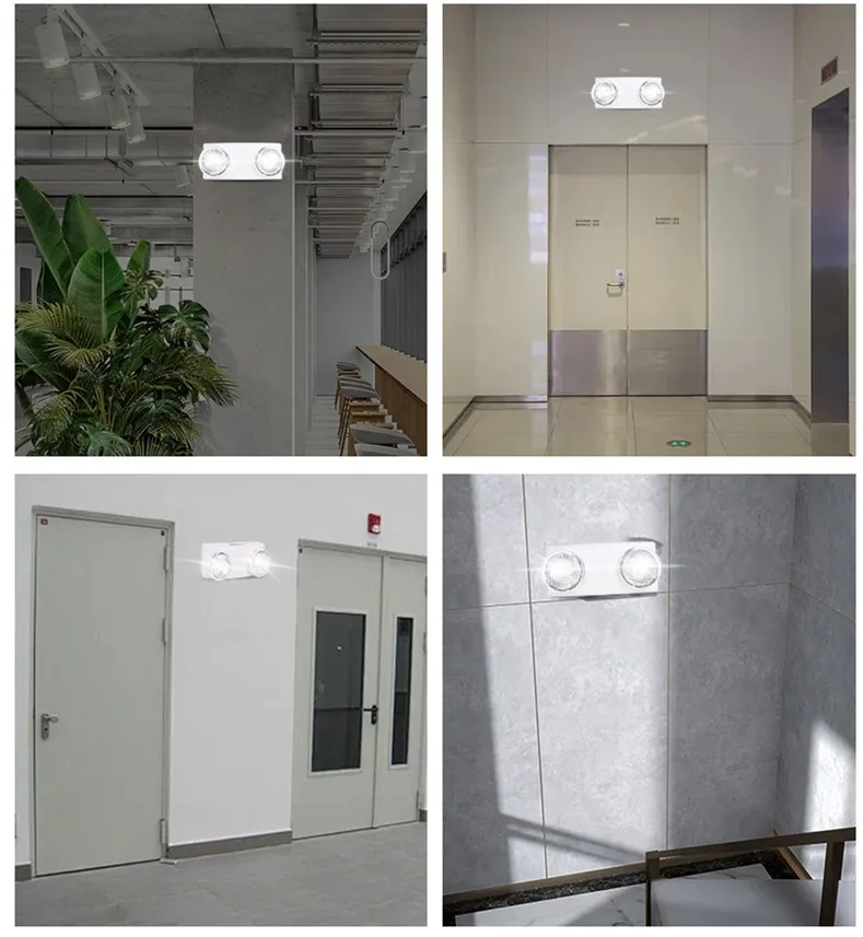 Luz de Saída de Emergência Recarregável de Segurança com Duas Cabeças Montada na Parede de Qualidade