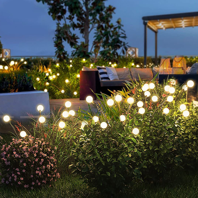 Lanterna Solar de Caminho ao Ar Livre IP65 Impermeável Fogos de Artifício 6/8/10 Cabeças LED Lâmpada Solar de Jardim Luz de Vaga-lume Balançando