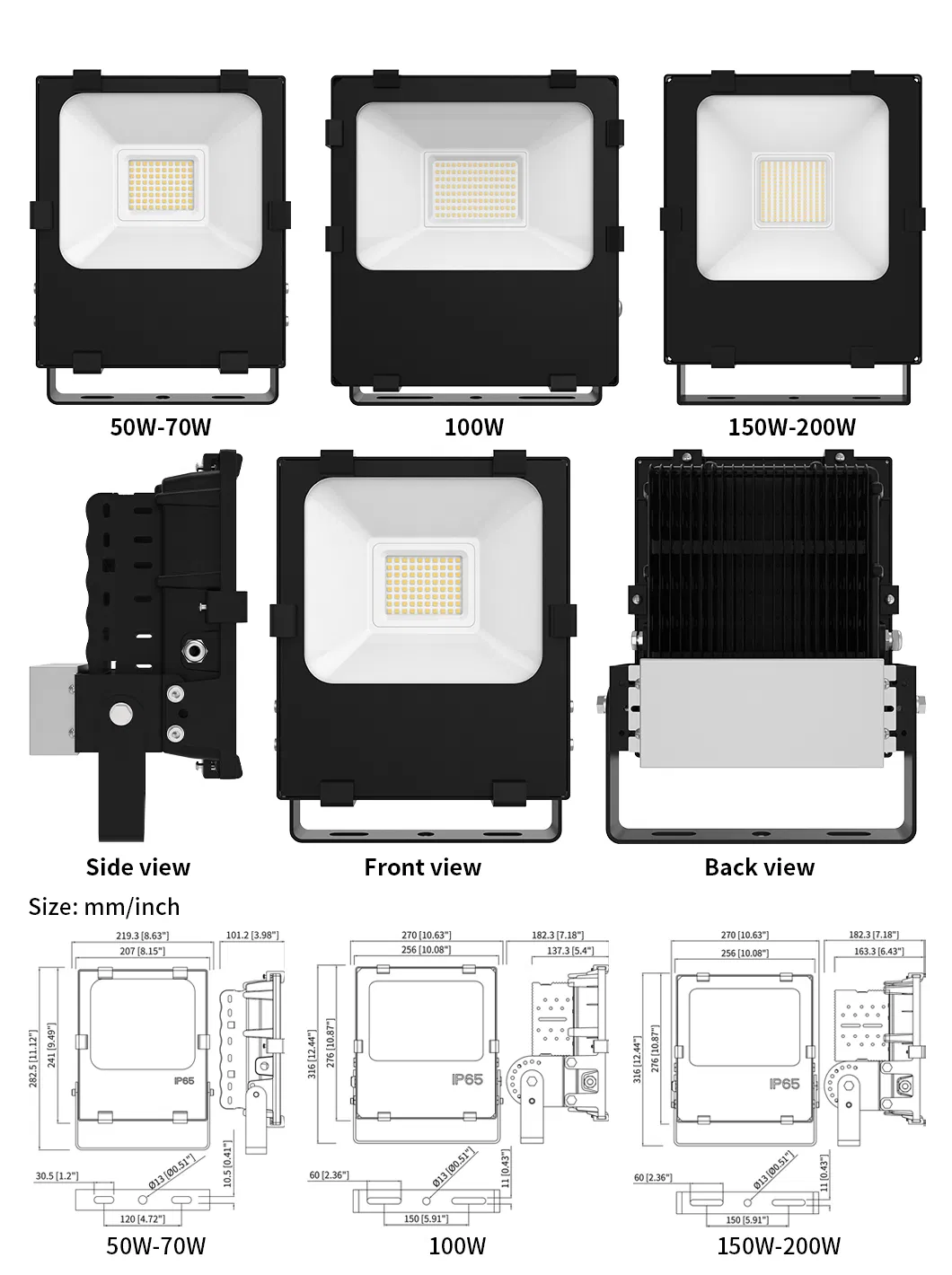 Luz Refletora LED à Prova d'Água de Alta Potência IP66 100W 200W 300W 400W