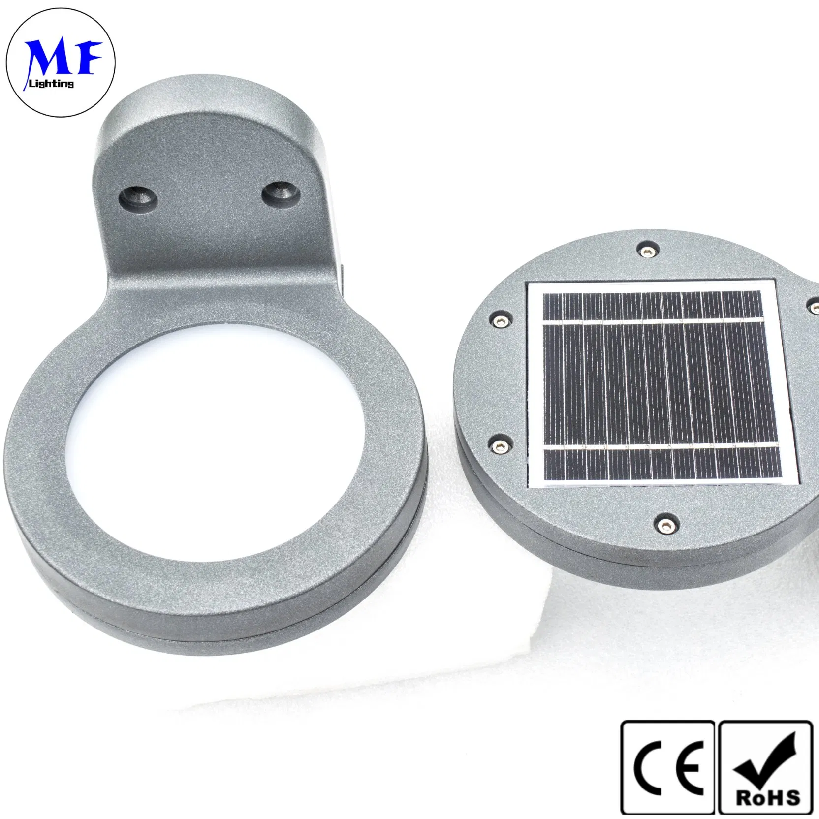 Preço de Fábrica à Prova d'Água IP66 2W 200lm Painel de Luz Solar LED Redondo Automático com Sensor de Micro-ondas para Jardim, Caminho e Hotel de Férias