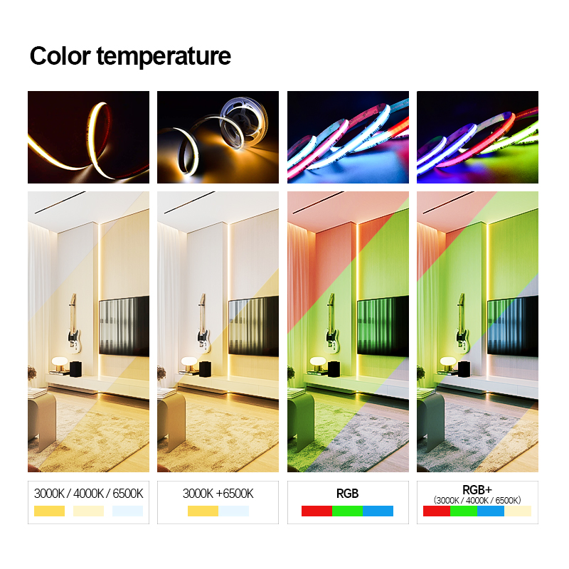 Paisagem Perfeita Cortável Ambiente Cores Ilusórias RGB 720LEDs/M Fita de LED COB